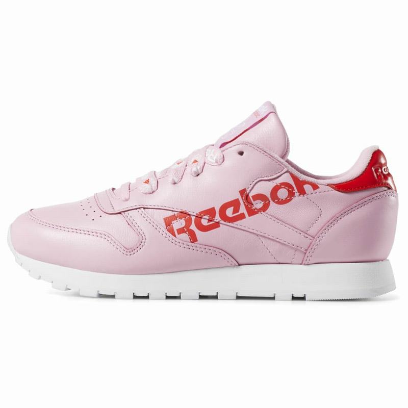 Reebok Classic Leather Shoes Womens Pink/Red/White India EX7648XE